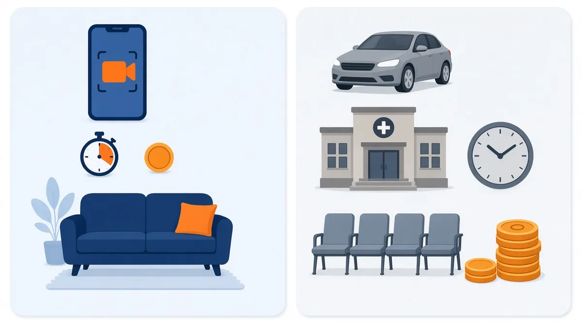 Online Medical Certificate vs Visiting a GP: Which Should You Choose? 1 Side-by-side comparison of time and cost for a telehealth medical certificate versus a GP clinic visit